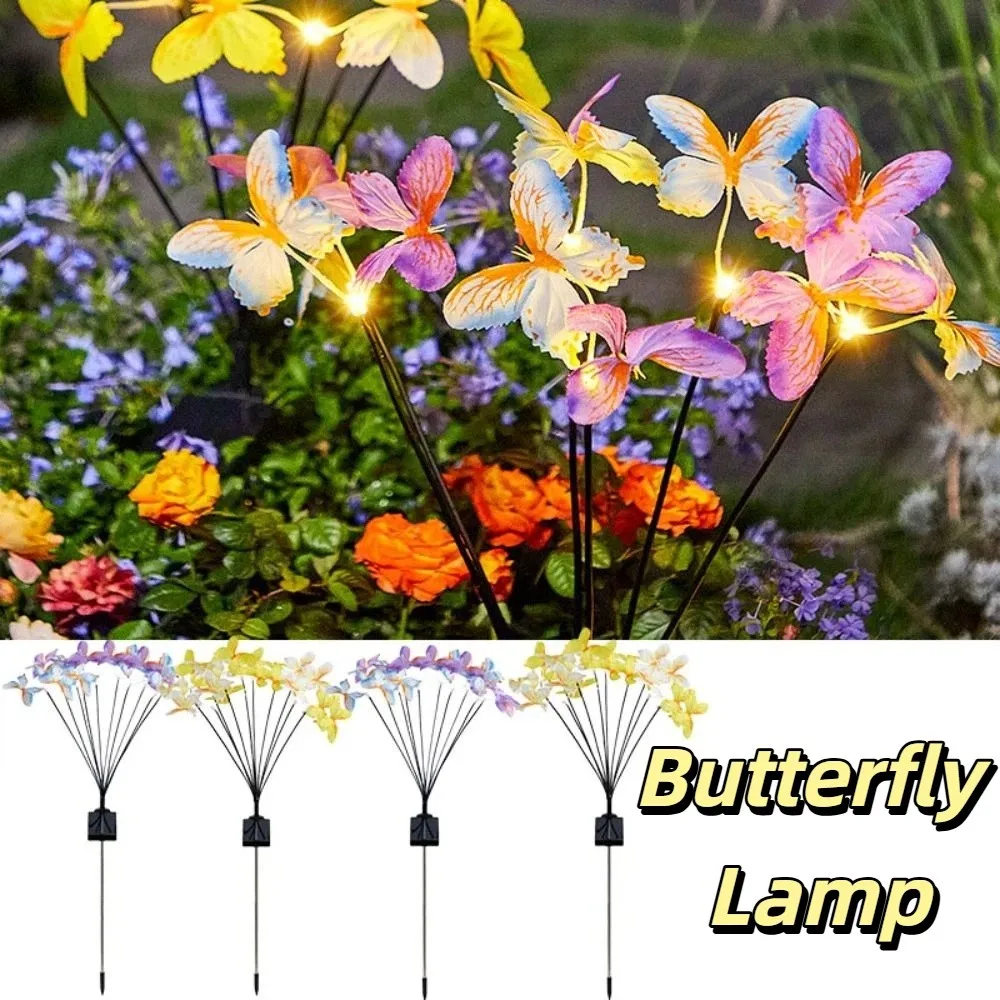 

Солнечный светильник-бабочка для газона, светодиодный, водонепроницаемый, с искусственным цветком, реалистичный дизайн, автоматический