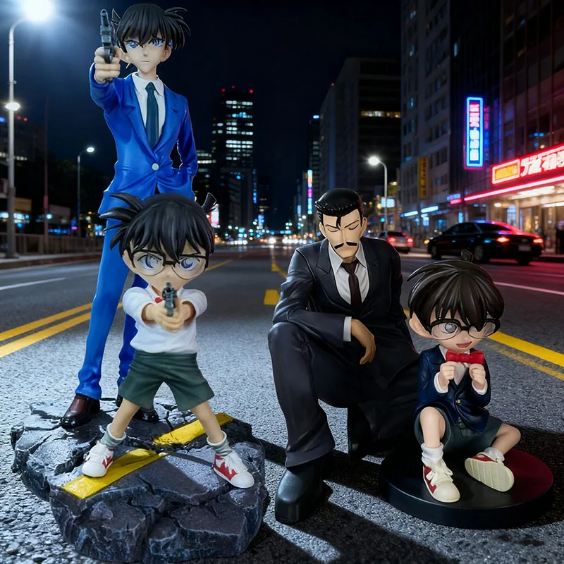 Conan Edogawa Mouri Kogorou Jimmy Kudo Modelo Richard Moore Action Figure Figuras Anime Periférico Manga GK Estátua Presente para Crianças
