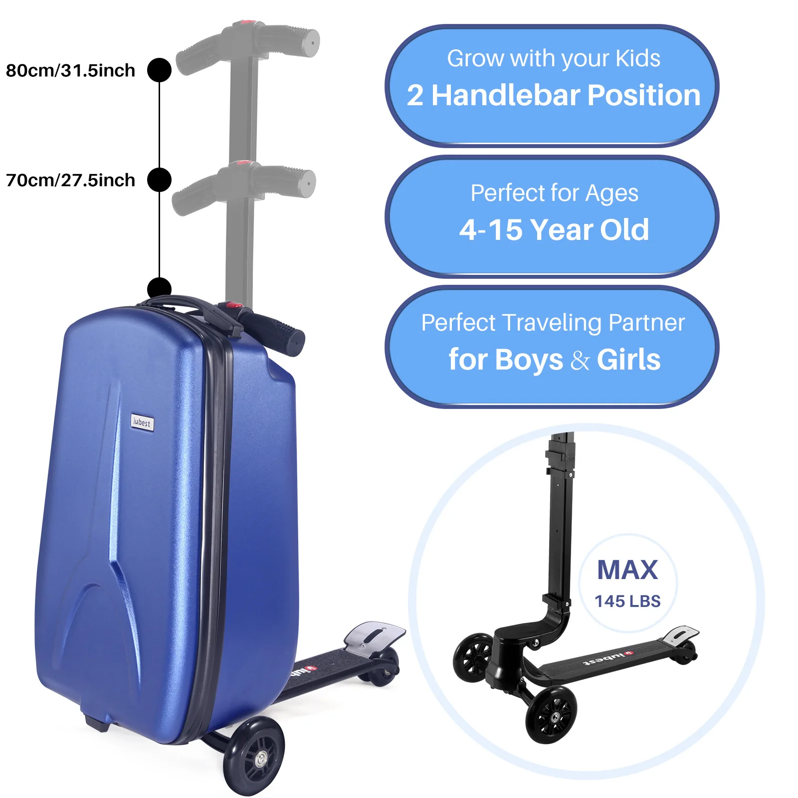 Valise à roulettes pour scooter de mobilité étudiant, sports pour enfants, équitation, bagages d'embarquement, haute qualité, 18 po, nouveau