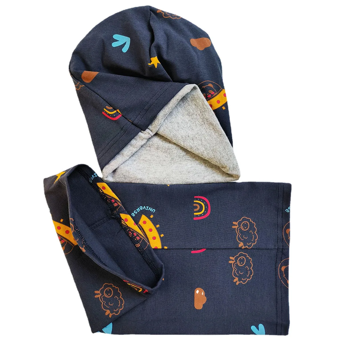 New Good Cotton Baby Hat Scarf Panda Spacecraft Autumn Winter Hat for Boys Warm Children Beanies Baby Neck Scarf Kids Skull Cap