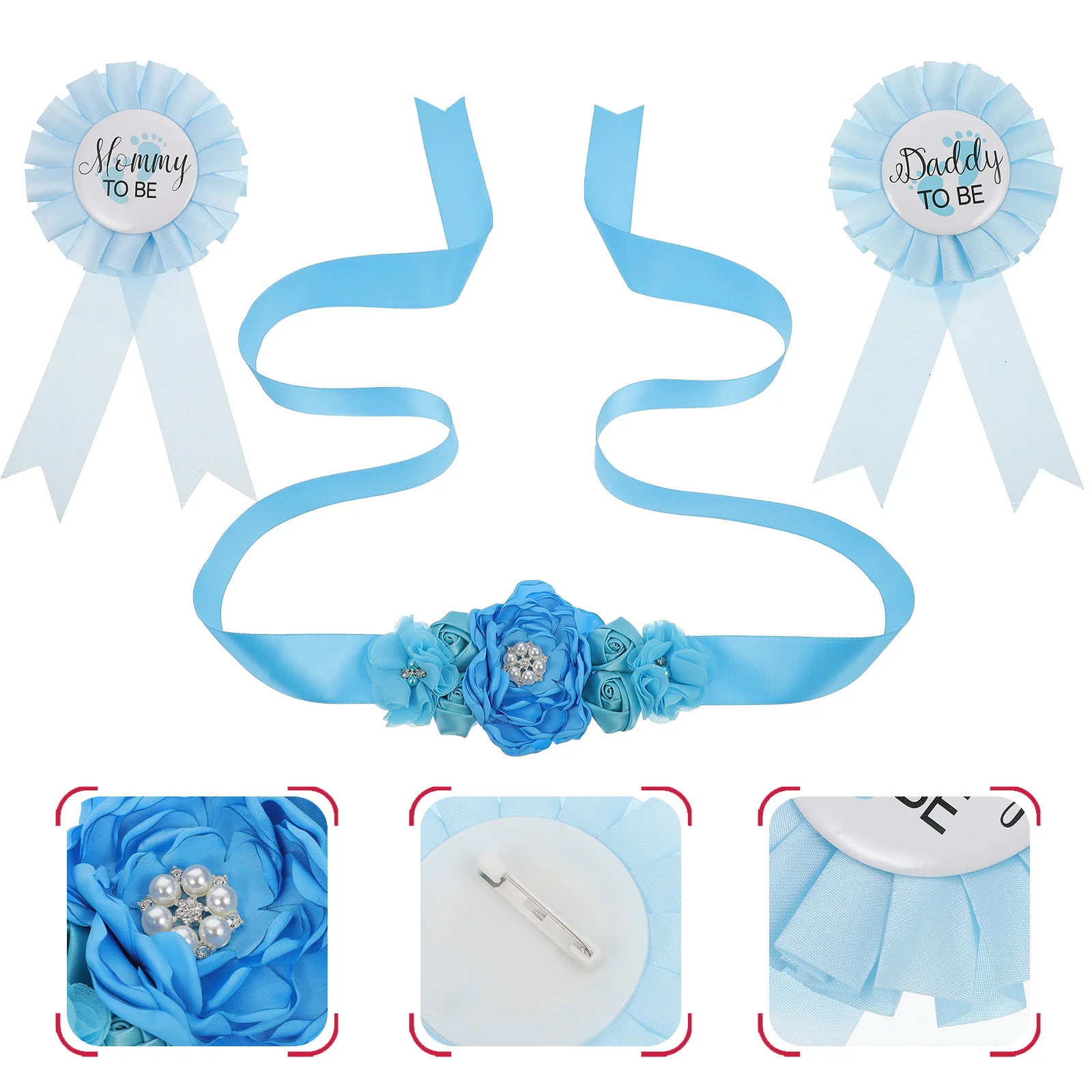 

Maternity Sash Corsage Set Premium Shiny Comfortable Reusable Baby Shower Photo Props Pregnancy Announcement Gifts