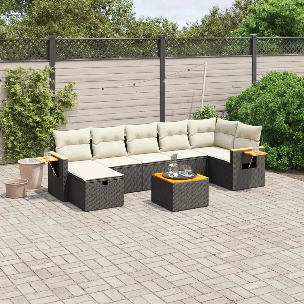 

Cozy Black and Cream White Garden Sofa Set Outdoor Furniture Stylish Lounge Seating for Patio Deck and Backyard