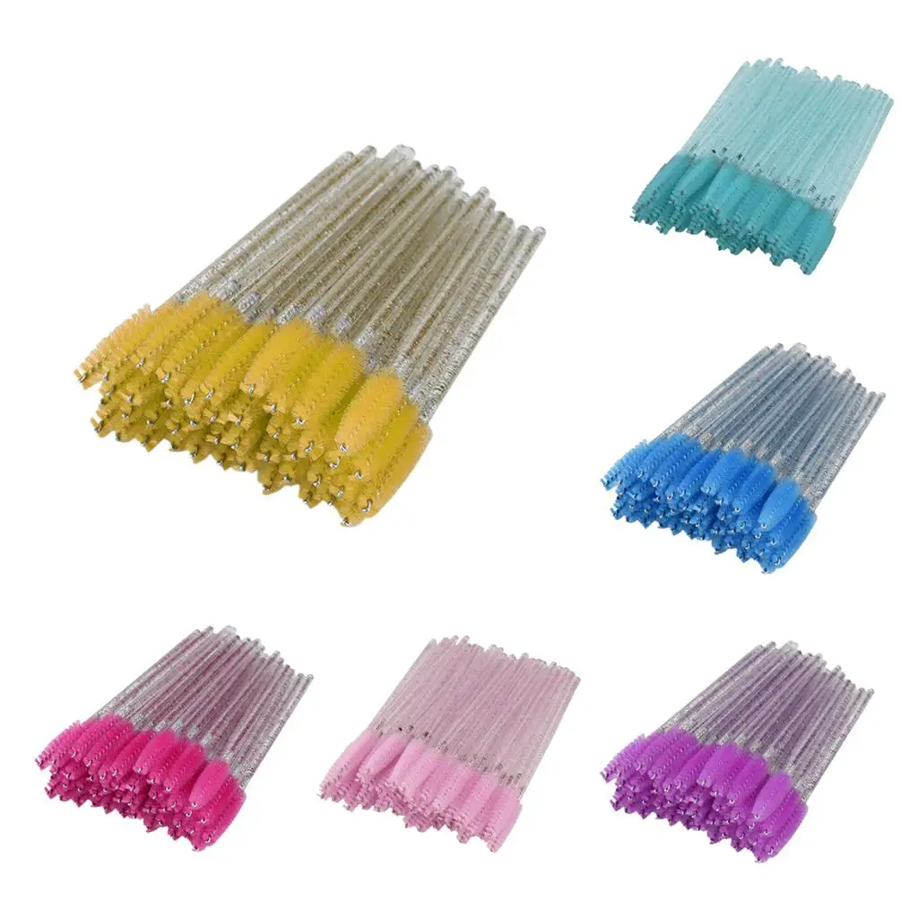 50 cepillos desechables para extensión de pestañas, aplicadores de rímel de nailon suave para maquillaje de ojos y limpieza de pestañas