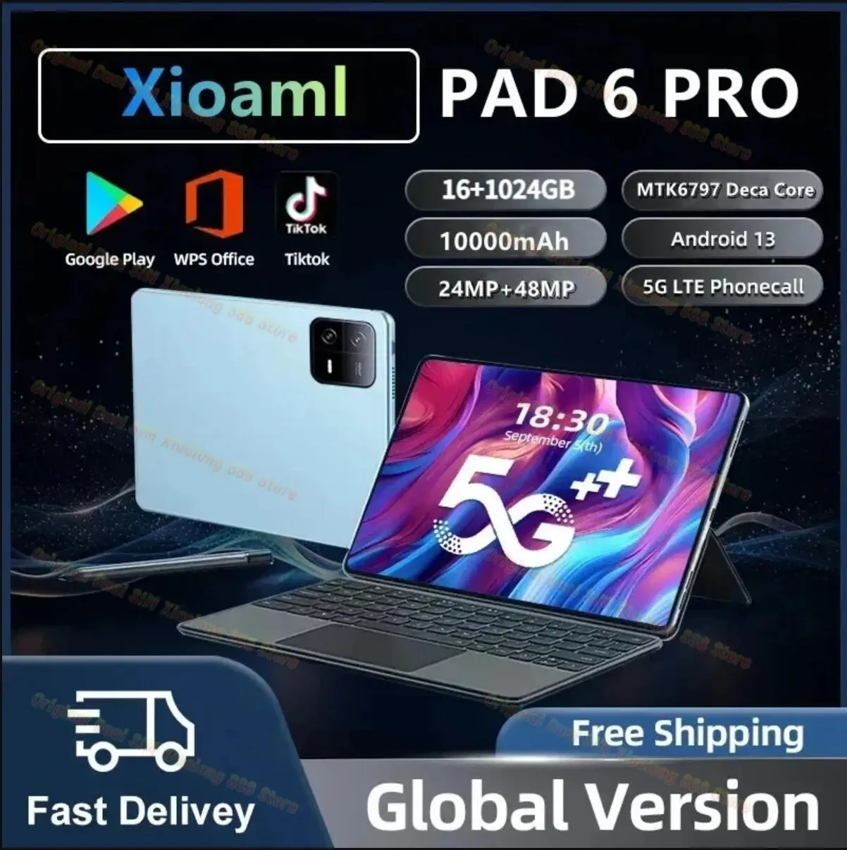 

2024 Original Pad 6 Pro Global Version HD 4K Android 13 Snapdragon 888 11inch 16GB+1024GB 10000mAh Tablet PC 5G Dual SIM WIFI