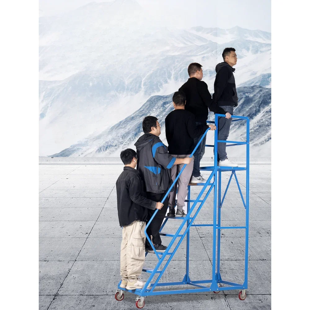 Warehouse climbing car supermarket shelf-type loading warehouse tally pick-up removable wheeled platform ladder