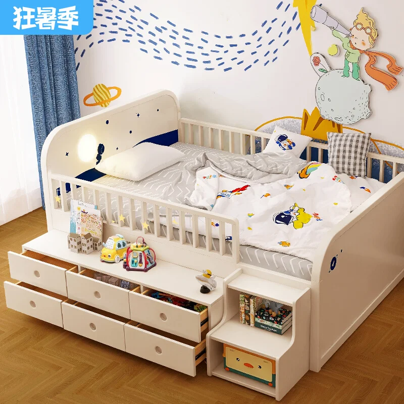 

Solid wood children's half-height boys and girls small apartment children's room multi-function bed