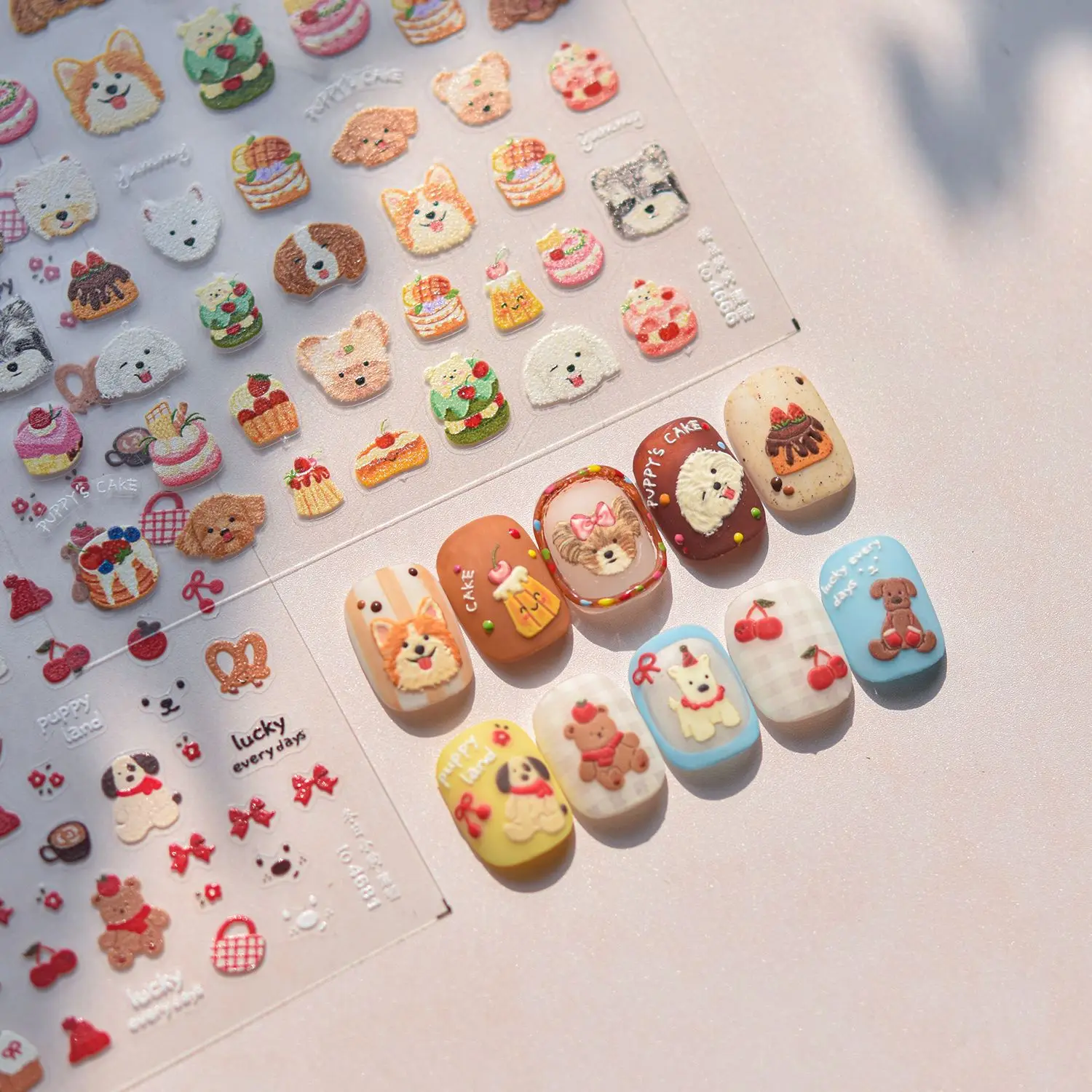 Cute Warm Winter Cat Dog Dessert High Quality Nail Stickers Art Decorations Design T-4681