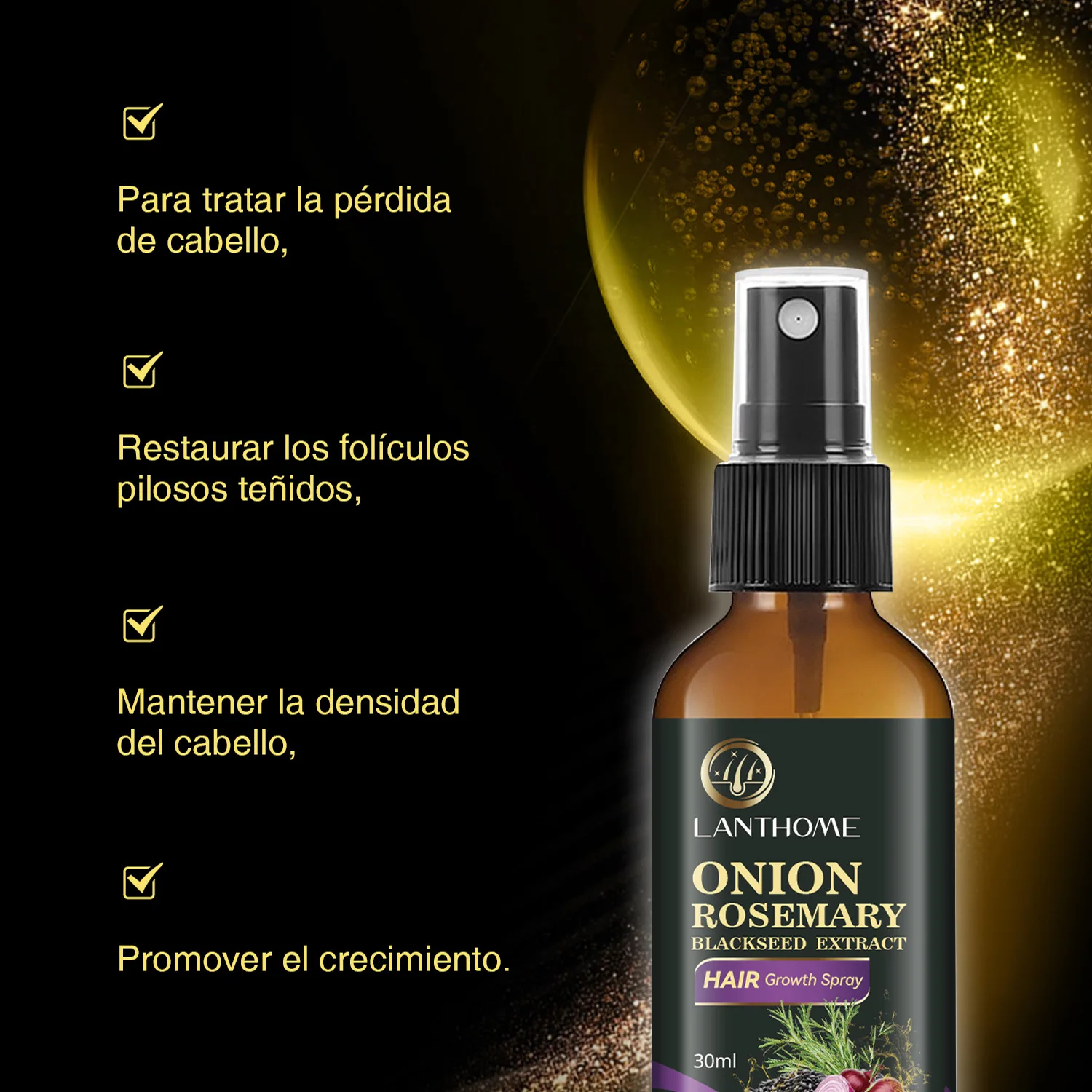 Hair Growth Spray Onion Resemary Moisturizes and Hydrates  & Reduces Hair Breakage,frizz and Split Ends