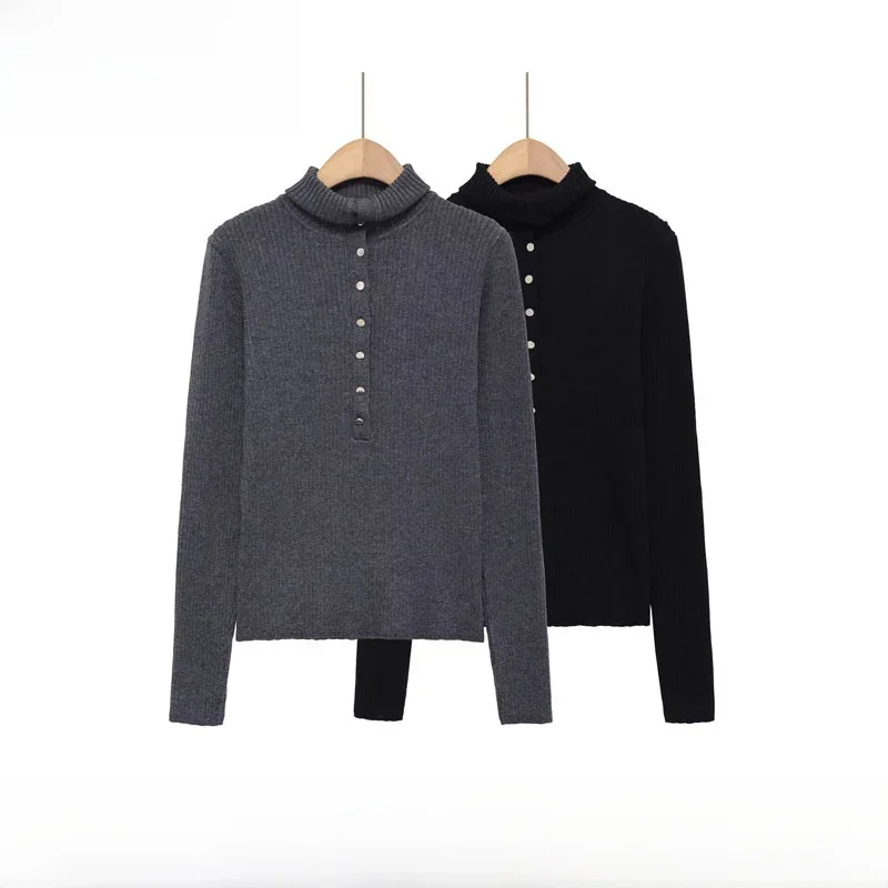 따뜻하고 아늑한 패셔너블 니트 스웨터 여성용 레이스 칼라 신상 가을 겨울 폴리에스터 섬유