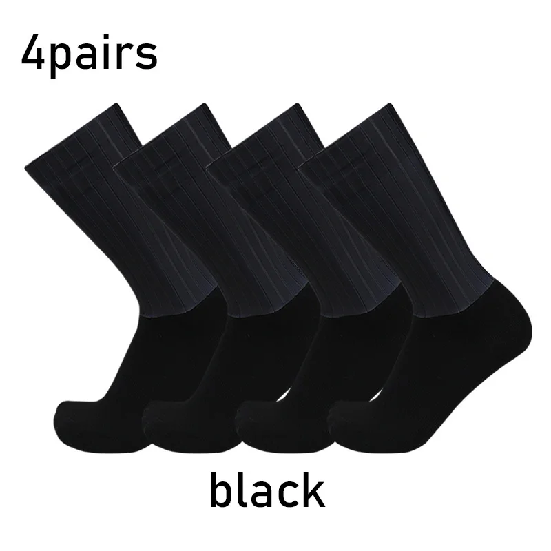 Calcetines deportivos antideslizantes de silicona para Ciclismo profesional, medias aerodinámicas de Color puro para verano, 4 pares