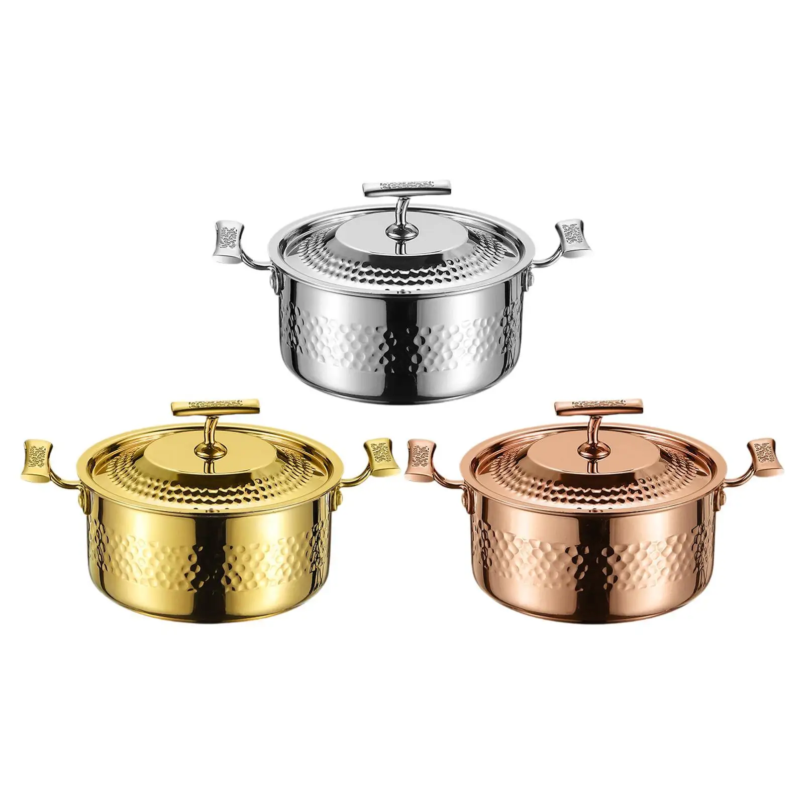 

Hammer Pattern Hot Pot Multifunctional Ramen Pot Stainless Steel Stockpot for Picnic Restaurant Buffet Family Gathering Home Use