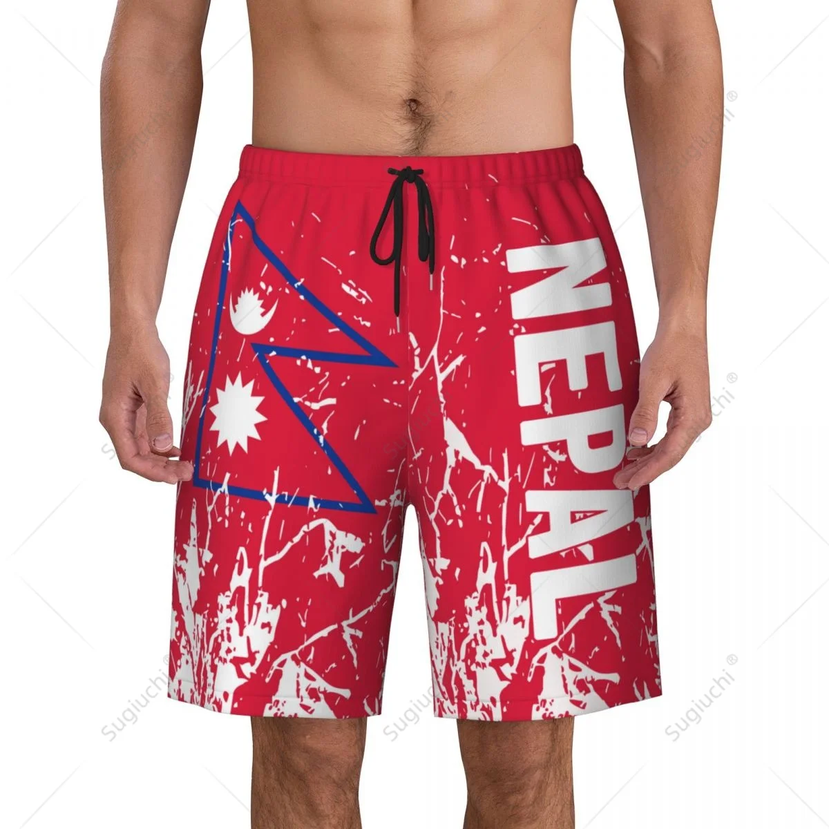 Men's Nepal Flag Beach Pants Board Shorts Surfing Boys Soccer Cycling Swimwear Running Polyester