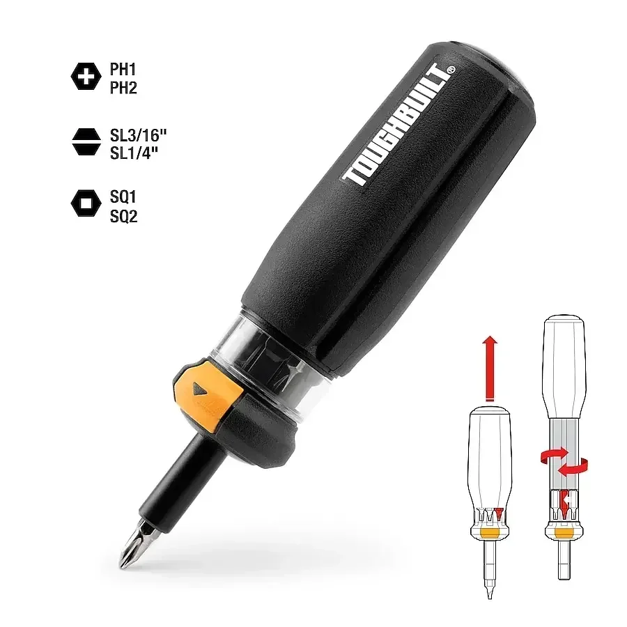 TOUGHBUILT TB-H5-M-01 Autoloading Multi-Bit Driver Magnetic Portable Screwdriver Hand Tools Toughbuilt Screwdriver Sets