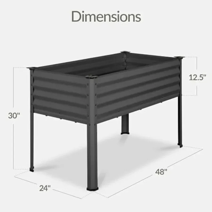 x30in Galvanized Raised Garden Bed, Metal Elevated Planter Box, Vegetable Garden for Backyard, Patio, Balcony, 100% Non Toxic M