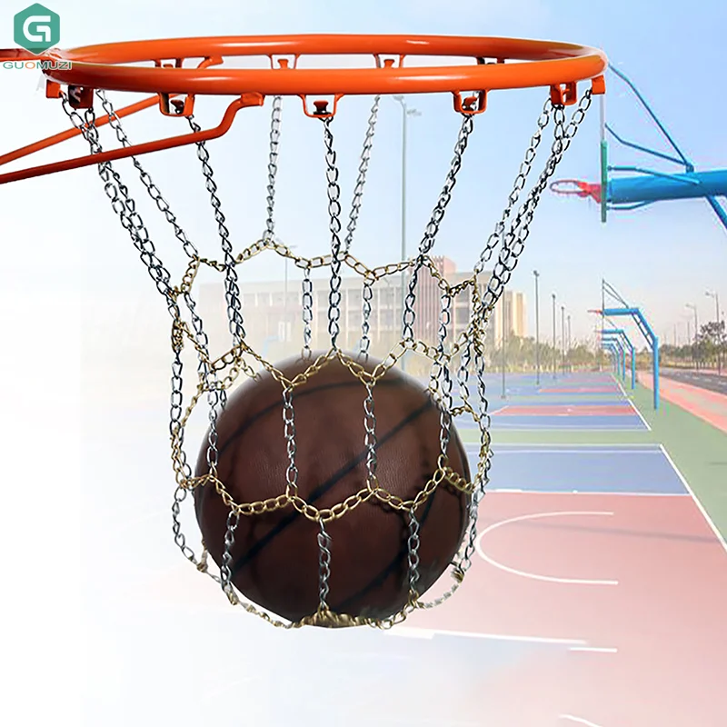 1 шт., оцинкованная цепная баскетбольная сетка, металлическая цепочка, рамка корзины, баскетбольная мишень, спортивные диски, нержавеющая уличная баскетбольная сетка