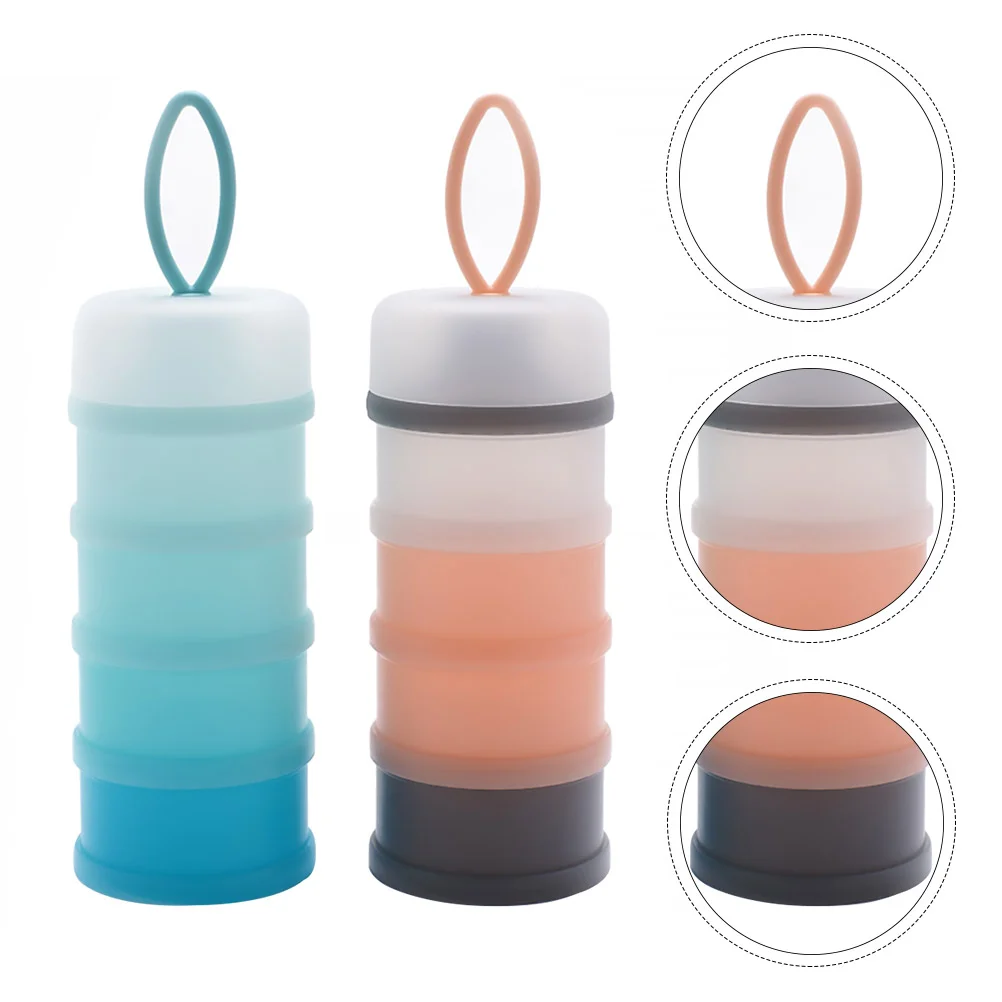 

2 Pcs Milk Powder Box Detachable Container Dispenser Baby Formula Infant Food Silica Gel Pp Storage Case Organizing