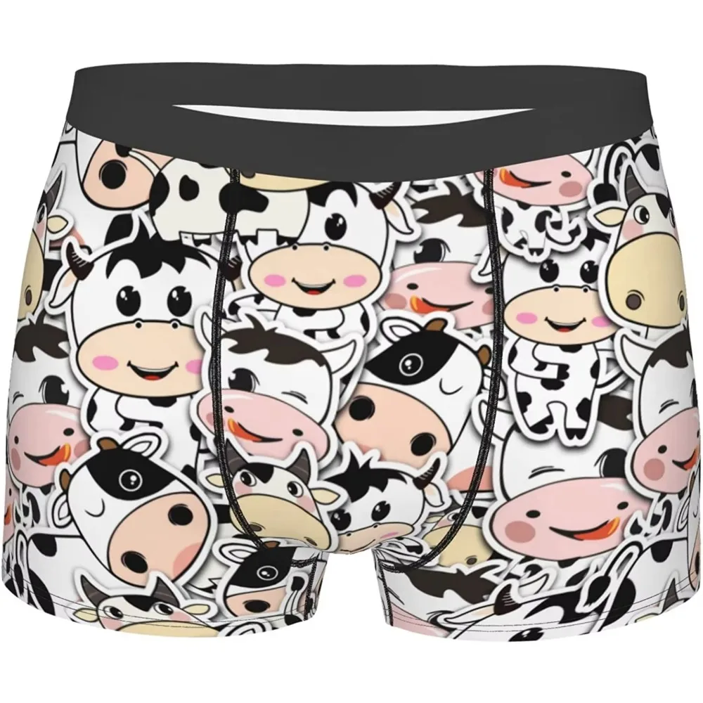 

Men's Breathable Boxer Briefs Cartoon Cow Stack Comfort Soft Stretch Underwear Trunks with Bulge Pouch for Men Boys