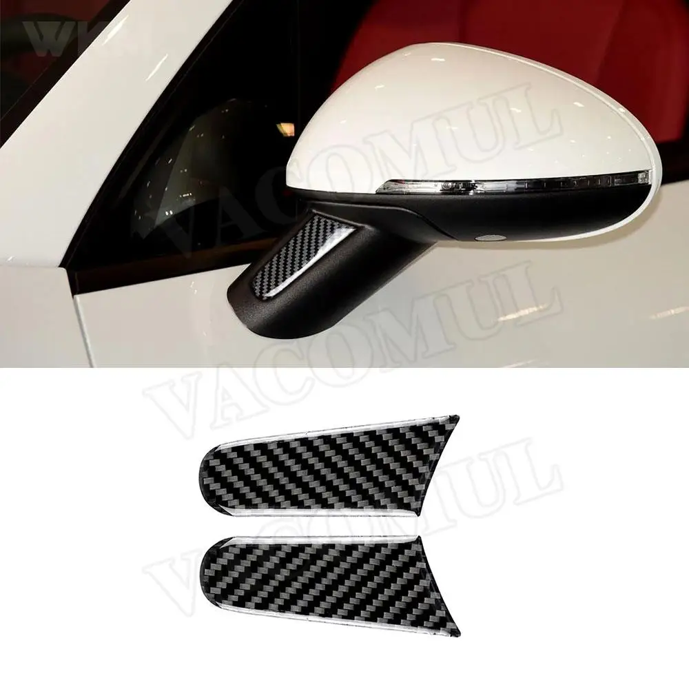 Carbon Fiber Door Side Rearview Mirror Handle Panel Trim Cover Decal Stickers for Porsche Macan 2015-2018 Car Accessories