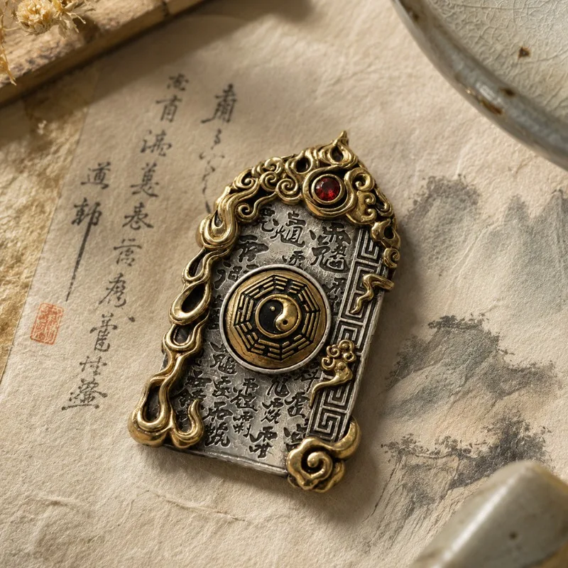 Oriental Taoist Culture Embossed Talisman Pendant Bagua All Gods Mantra Unisex Charm Pendant Wenwan Gift view 4