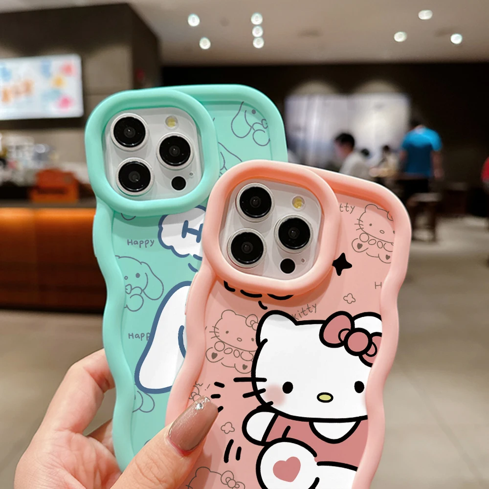 Hello Kitty Cinnamoroll Phone Case for Samsung Galaxy A55 A54 A53 A52 A51 A50 A34 A33 A32 A23 A16 A14 A12 4G 5G Wave Candy Cover