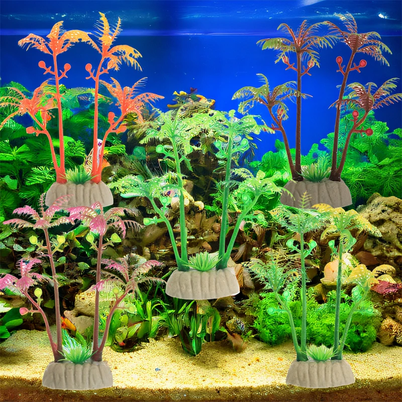 Creative Plastic Simulation Coconut Tree Fish Tank Aquariums Landscape Decorations DIY Home Decoration Accessories Gifts