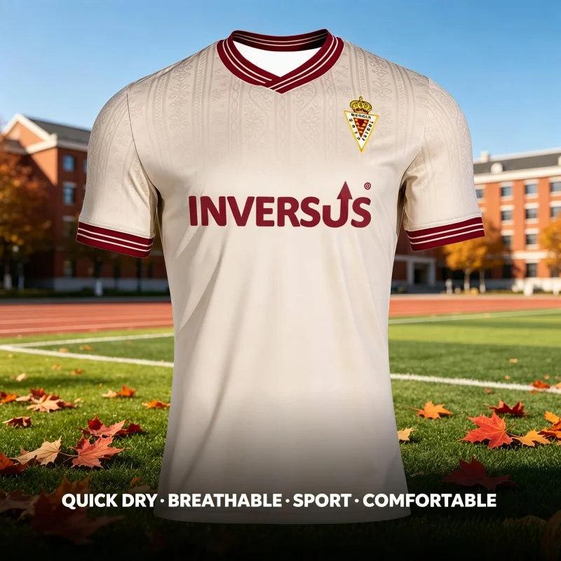 2026-27 Neues Real Murcia 3D-Druck Fußballtrikot Herren Sommer Schnelltrocknendes Kurzarm-T-Shirt Familien-Partnerlook – Detail 2