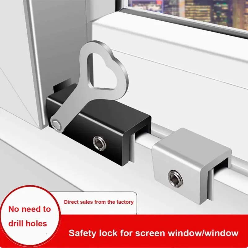 Kids And Pet Safety Window Lock Adjustable Stopper For Sliding Doors Anti Theft