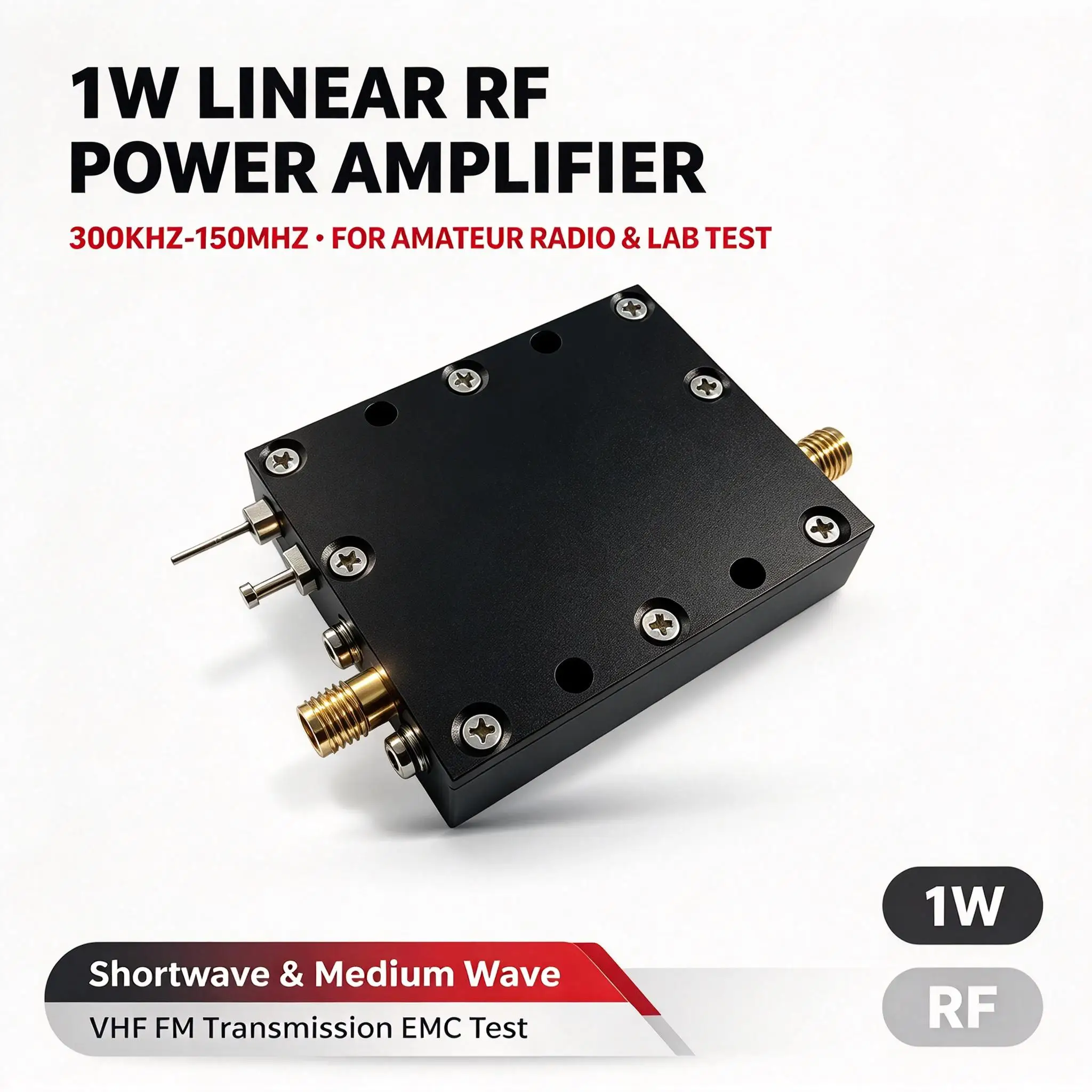 DYKB 300KHz-150MHz Linear RF Amplifier 1W 29dB SMA Female For Ham Radio Lab EMC Test Shortwave Medium Wave VHF 50 Ohm