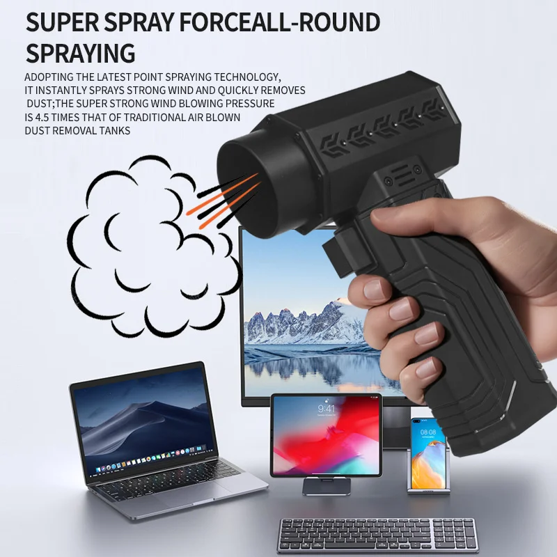 880000 giri/min Potente mini ventola turbo, 10000 mAh 600 g di spinta 70 m/s Vento senza spazzole Spolverino per rimozione foglie/neve Computer essiccatore
