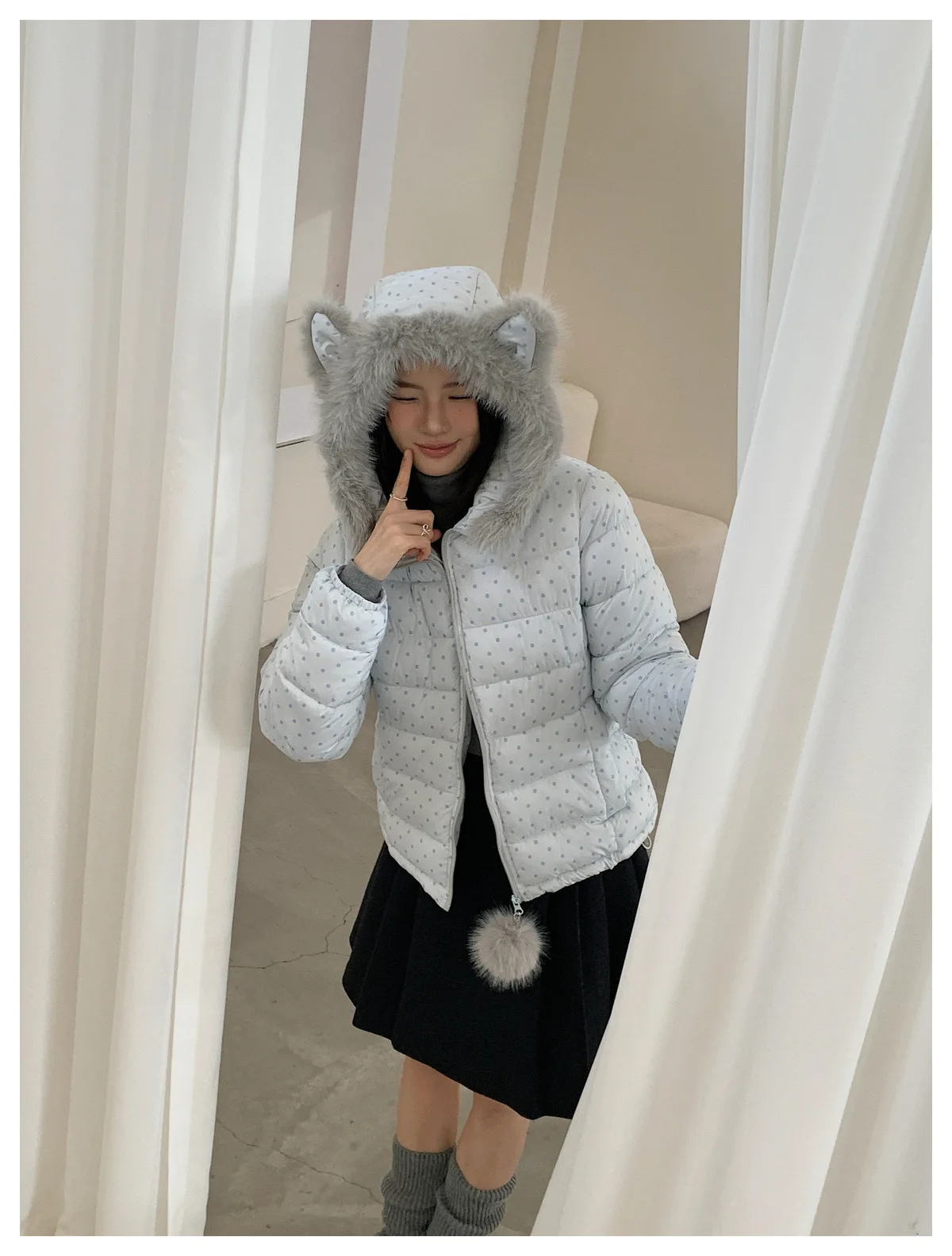 Retro New Polka Dot Long-sleeved Hooded Cotton Jacket Women's Winter Versatile New Thickened Warm Down Cotton Versatile Jacket