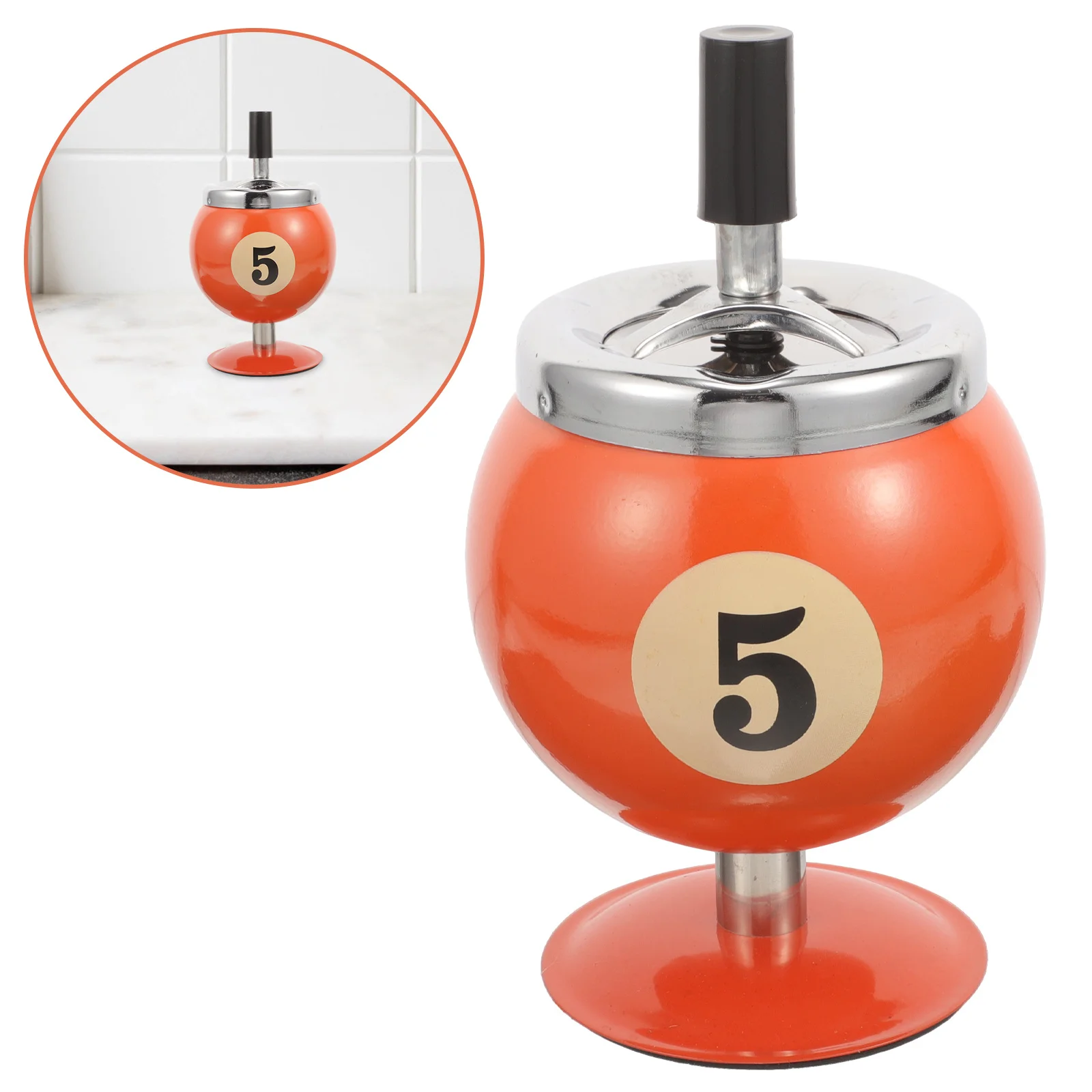 

Billiards Shape Metal Ashtray Desktop Smoke Holder Fireproof Portable Household Extinguishing Decorative Tabletop Office Home