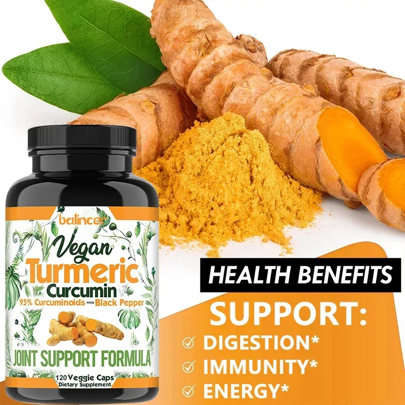 Turmeric Capsules Curcumin Supplement with Black Pepper, Premium Joint Health and Joint Supplement, Muscle, Bone, Immune Health