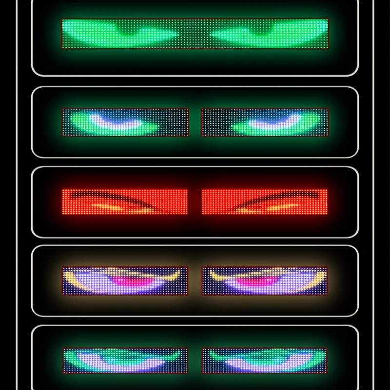 Grande caminhão carro diabo olho pixel painel de luz controle remoto rolagem animação placa exibição pára-brisa 12v 24v tela led luz