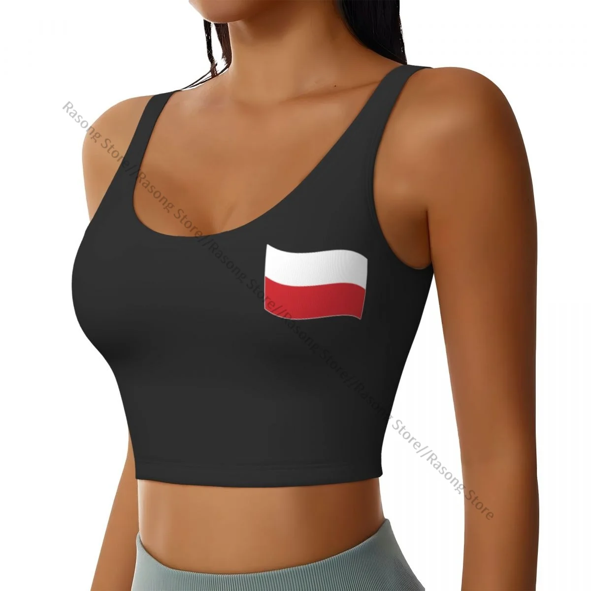 

Women Sexy Sports Vest Poland Flag 2 Female Streetwear Sport Lingerie Tee Crop Top