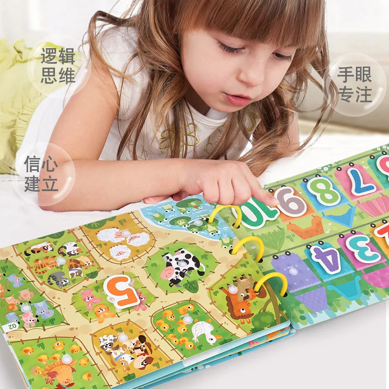 Baby Early Montessori Sticker Quiet Book Puzzles Game Repeatedly Educational Busy Card Paste Matching Cognition Kids Toys