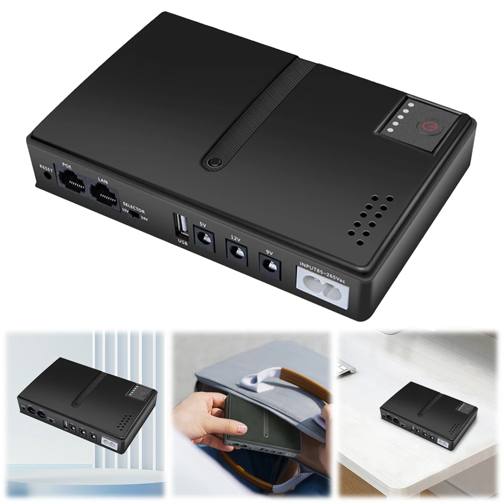 DC1018L Mini Portable UPS Backup Power Adapters 5V 9V 12V Uninterruptible Power Supply Power Supply for WiFi Router