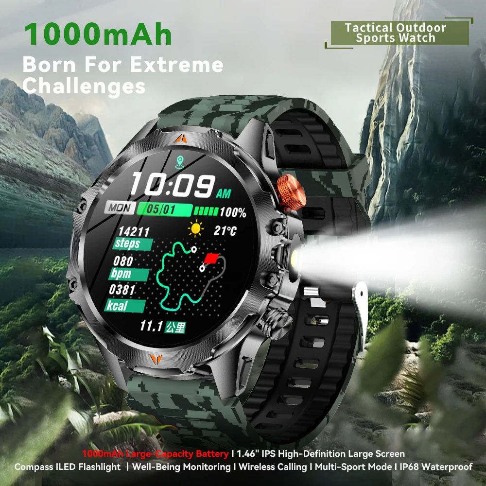 

Yoateo Smart Watch 1000mAh battery Bluetooth call Heart rate monitor 100+Sports Modes Compass IP68 Waterproof Sports Smart Watch