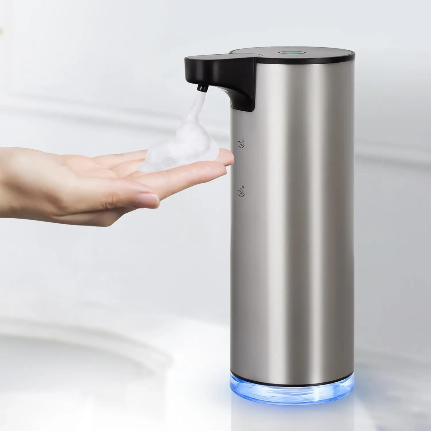 Automatischer Schaumseifen-Metallspender, wiederaufladbar, berührungsloser Schaum-Handseifenspender, wasserabweisend, für Badezimmer