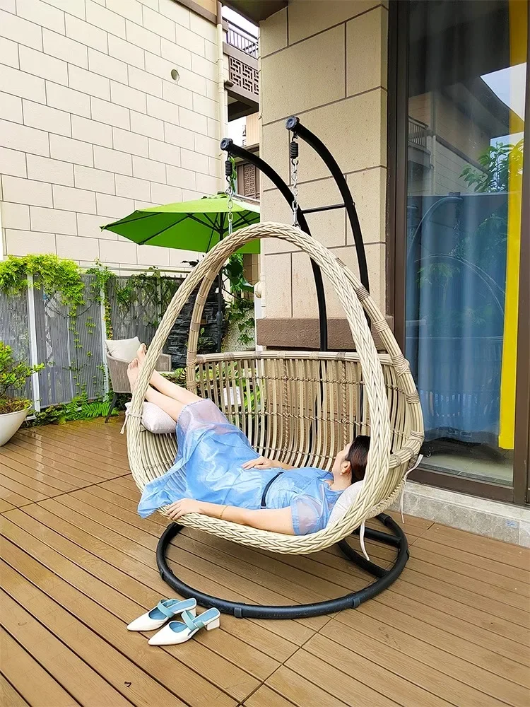Courtyard Outdoor Swing Basket Rattan Hanging Chair Double Home Balcony Lazy Swing Cradle Chair