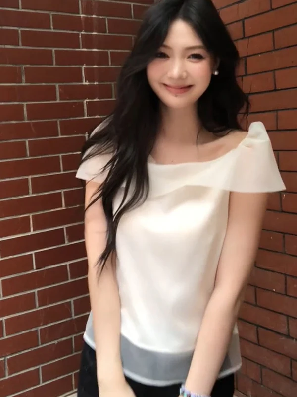 Design unico Estate Donna irt Soft Wind Me ort Sve Chiffon Sottile Top Bellissimo coreano Sle Pendolarismo Colore puro