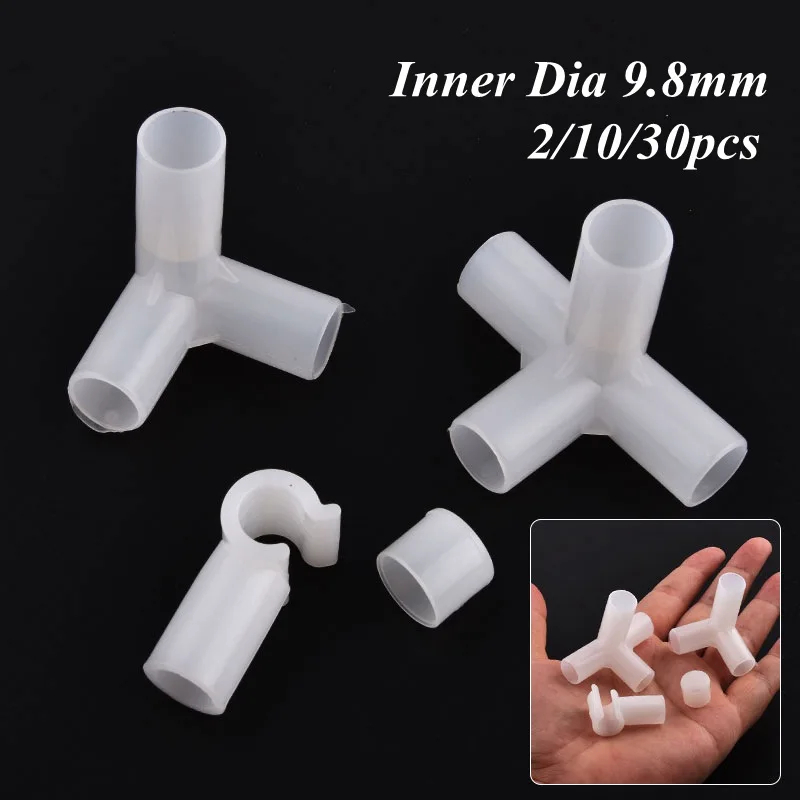 

Inner Dia 9.8mm Plant Support Tee Way Four Way Water Tube Joint Connector Greenhouse Tent Wardrobe Fittings Shelf ,DIY 2~30Pcs
