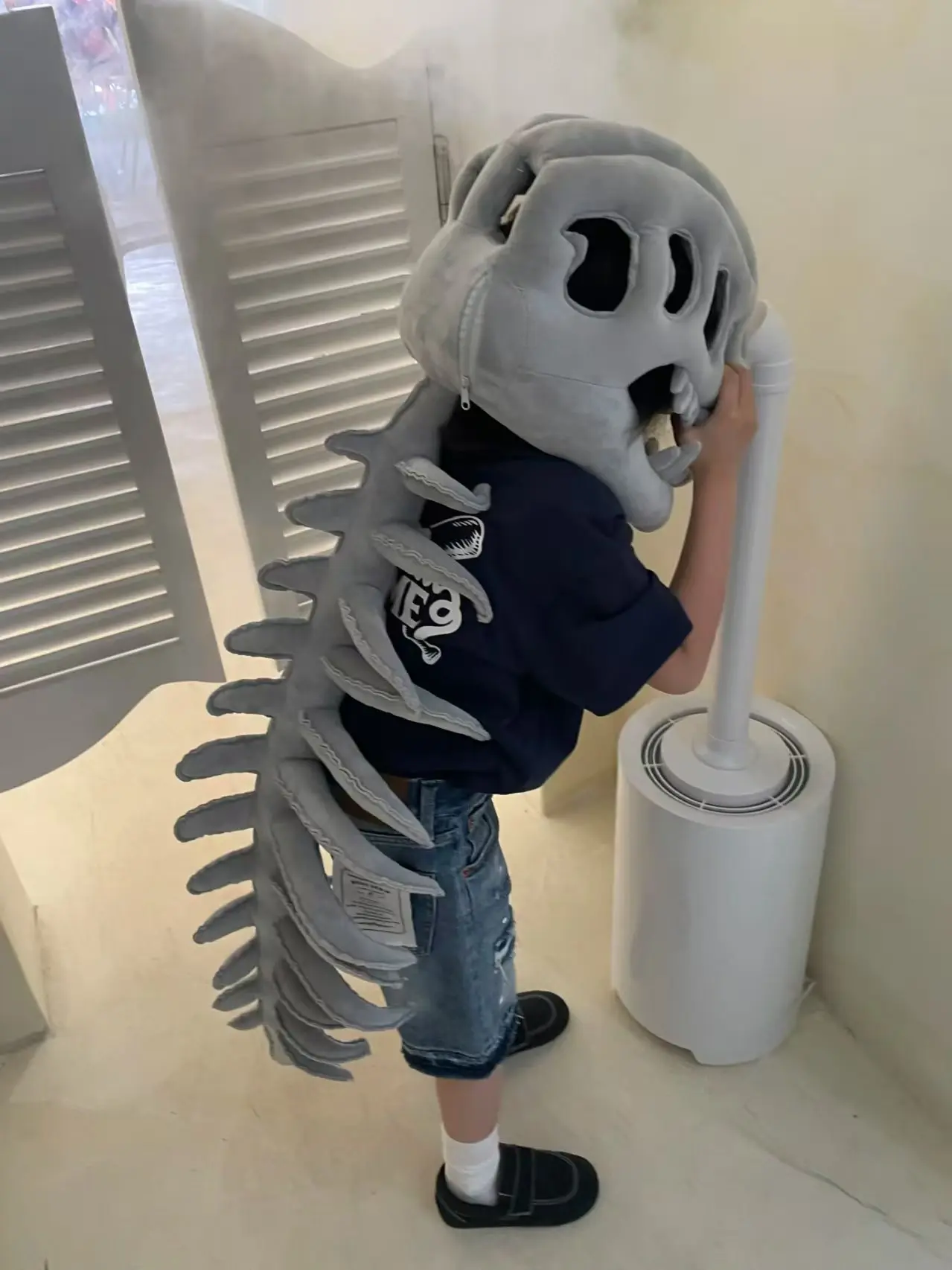 Creative Dinosaur Skeleton Plush Toy Wearable Stuffed Dinosaur Bone Plushies Hat Photo Prop Novelty Hat Cosplay Xmas Gifts