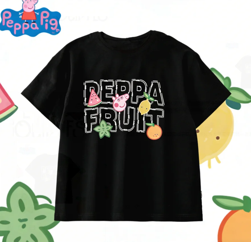 

Peppa Pig 2025-26 Summer Cartoon Graphic 100% Cotton Print Hasbro Brand Children and Unisex T-shirt Breathable Loose Casual y2k.