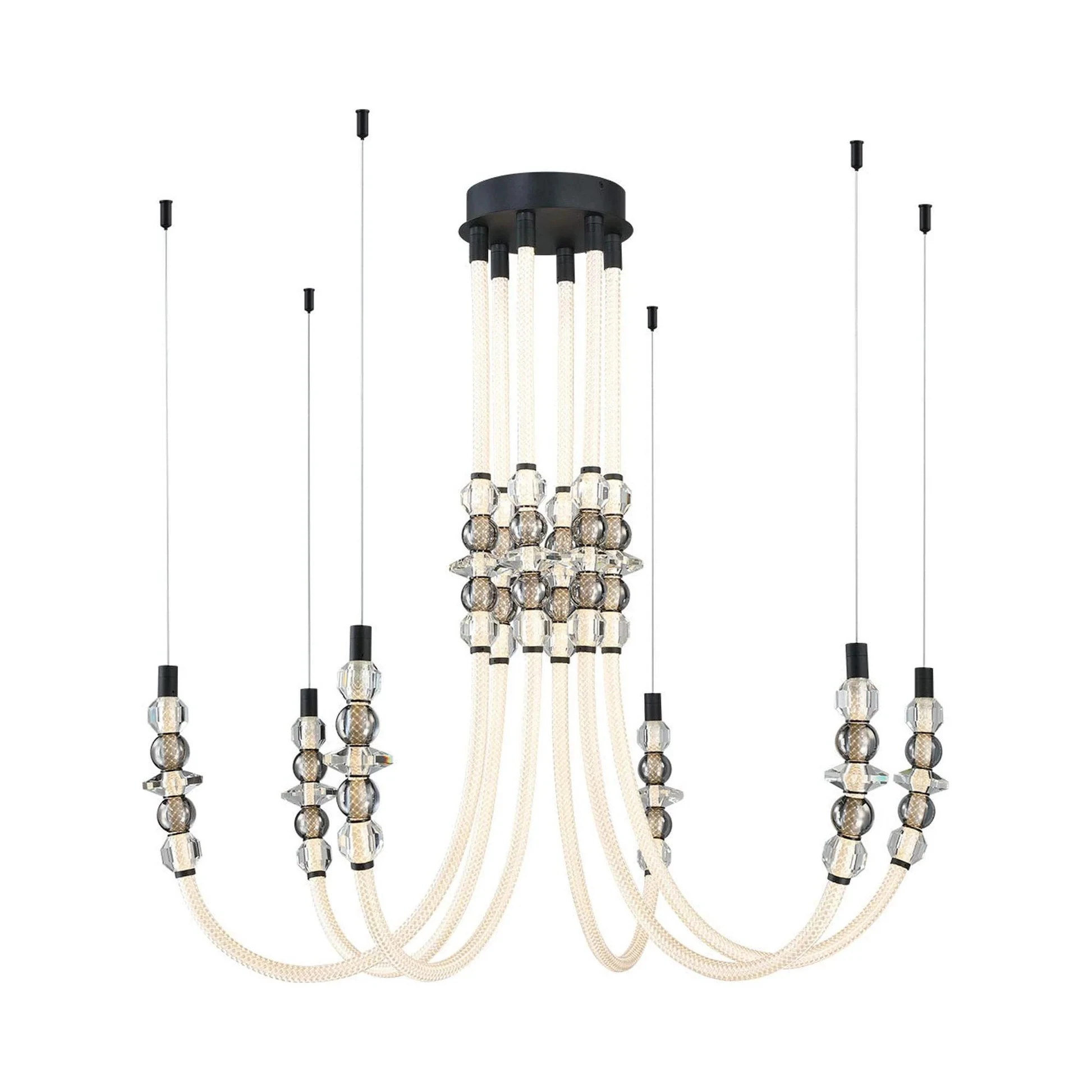 

Nordic LED Glass Chandelier Multi Head Dining Room Pendant Light Living Room Bedroom Cafe Stairway Home Decoration Lustre Lamp