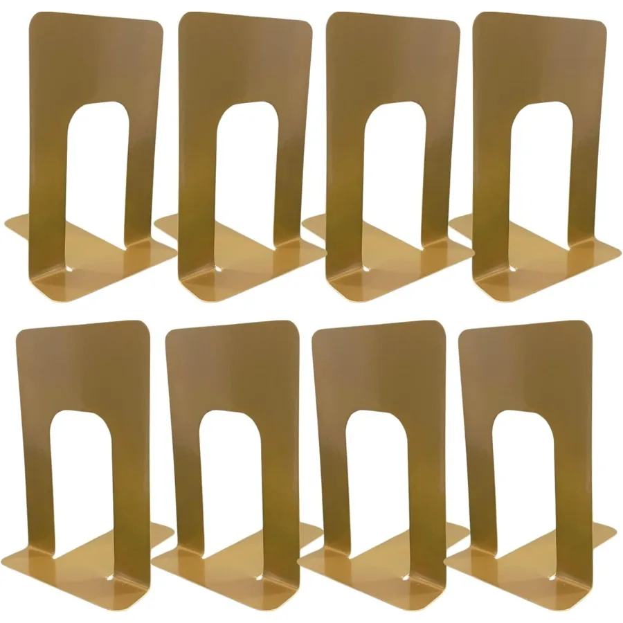 8 قطع من الدفتين الذهبية للأرفف من الدفتين المعدنية شديدة التحمل تدعم الكتب الثقيلة توقف الذهب المزخرف للمنزل أو المكتب ديكو #2