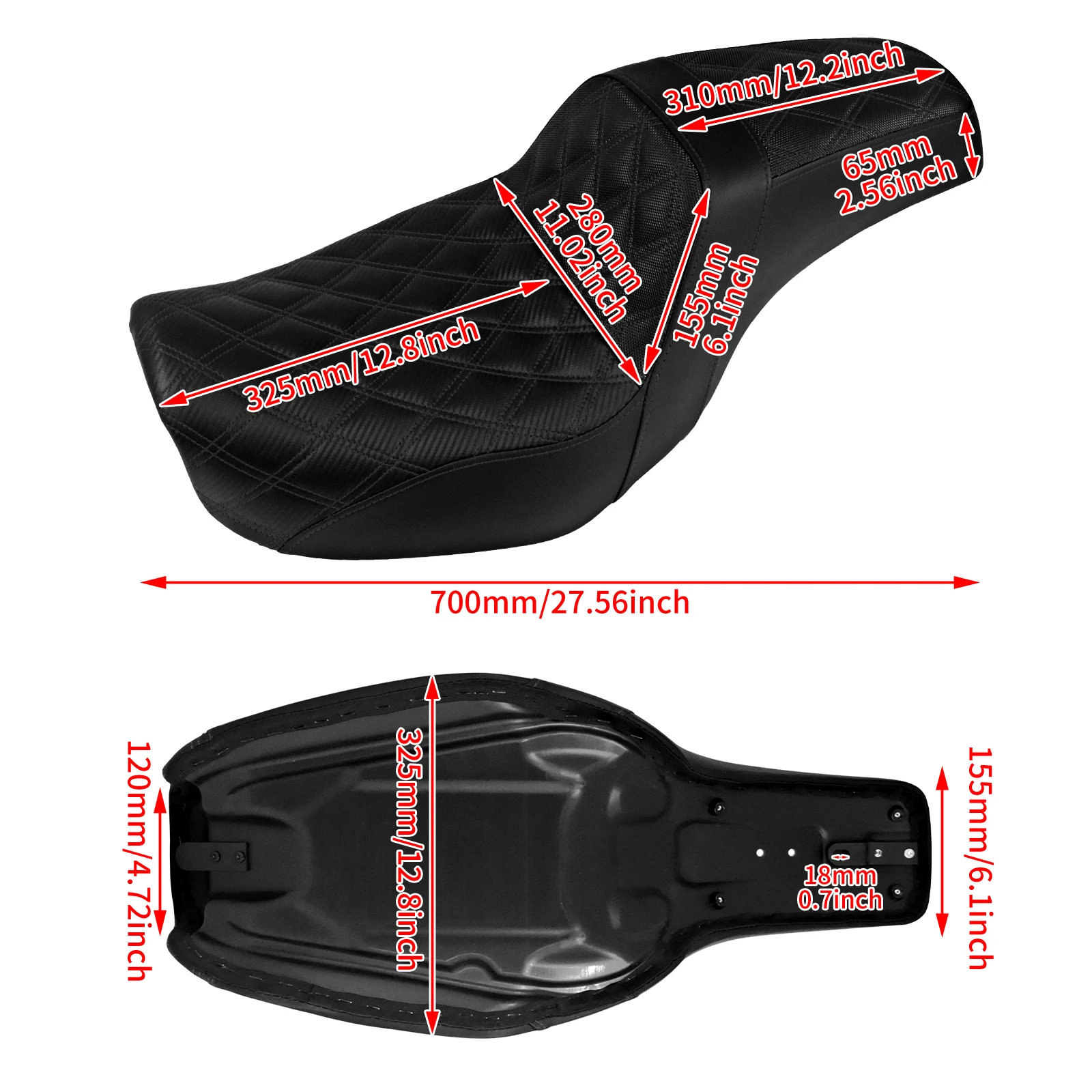 Motorcycle Two-Up Leather Driver Passenger Seat Front Rear Cushions Rider Seat For Harley Dyna 2006-2017 Low Rider Fat Bob FXDB