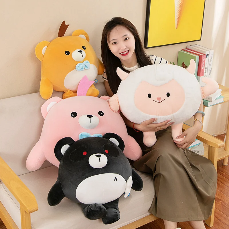 Cool Simulated Bear Plush Pillow Toys Cute Soft Stuffed Animals Cartoon Ball Shaped Lamb Baby Appease Doll