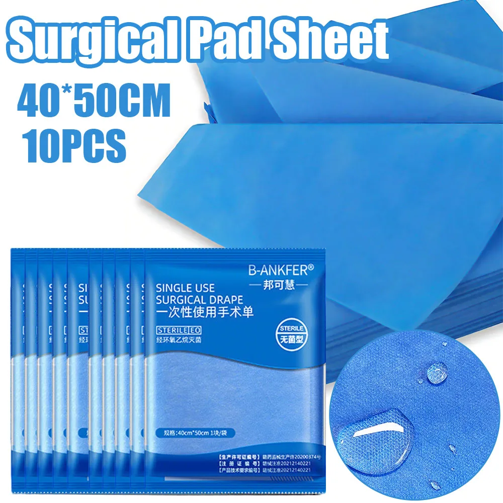 

10pcs 40x50cm Disposable Surgical Drapes Surgical Sheet Blue Towel Non-woven Sterile Waterproof/Oil-Proof Thick Nursing Pad