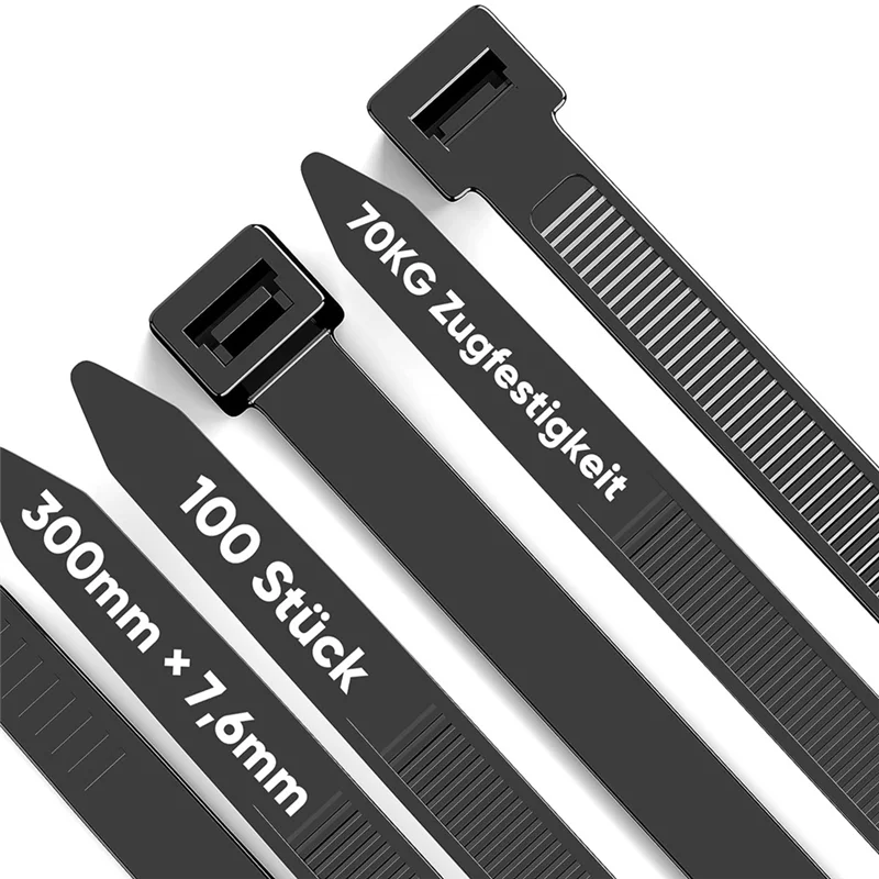 100 Pack Cable Zip Ties Heavy Duty 12 Inch, 7.6mm Strong Plastic Wire Ties with 70Kg Tensile Strength, UV