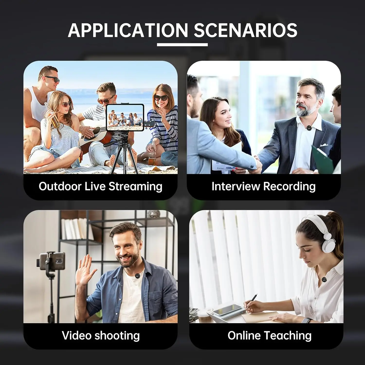 Wireless Lavalier Microphone for iPhone Android USB-C Receiver Mini Mic with Charging Case for Video Recording, Vlog, Podcast